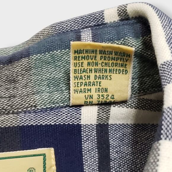 LL Bean Mens Chamois Green Plaid Flannel Button Up Shirt Sz XLT Pockets Rugged - Picture 7 of 11